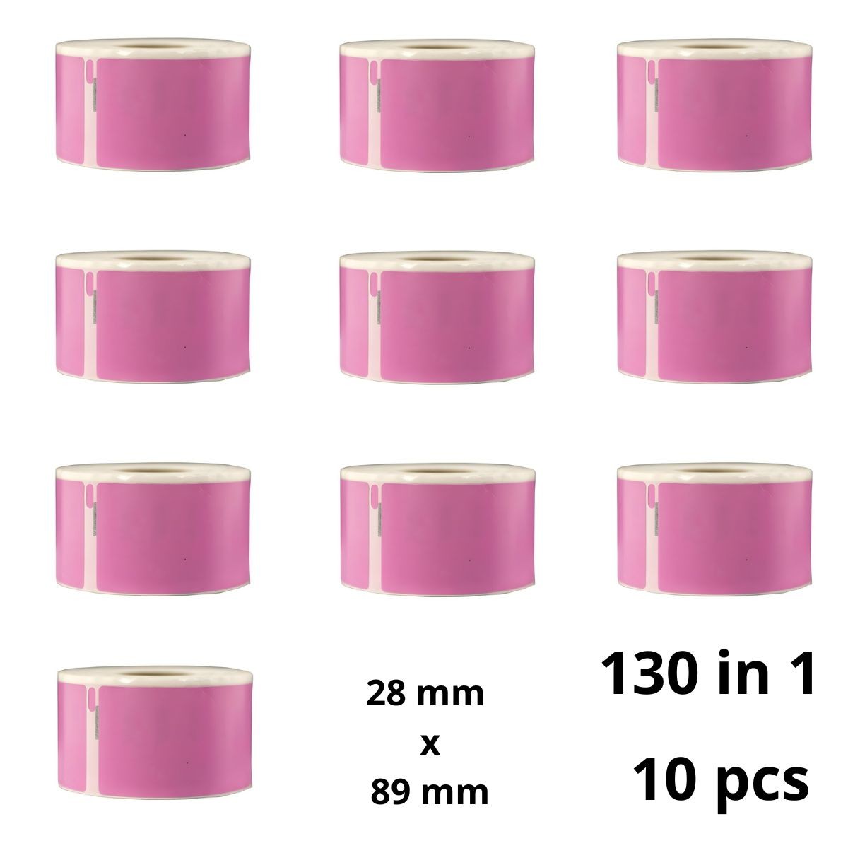 dymo-99010-s0722370-pink-label-roll-dore-compatible-set-10-pcs