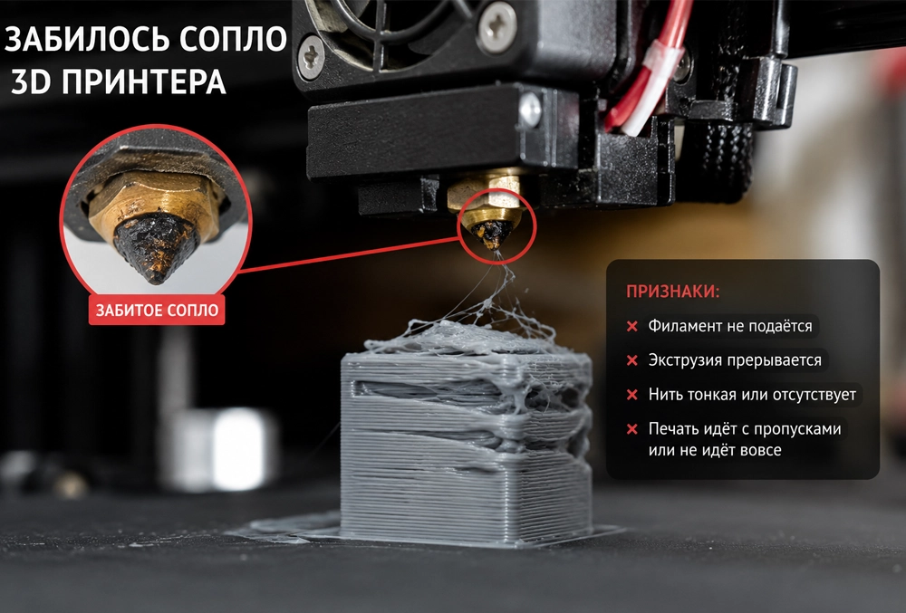 забилось сопло 3d-принтера